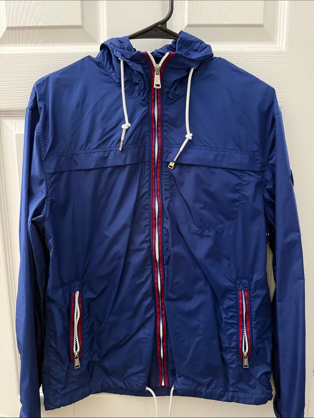 Men's Blue Hooded Windbreaker Jacket